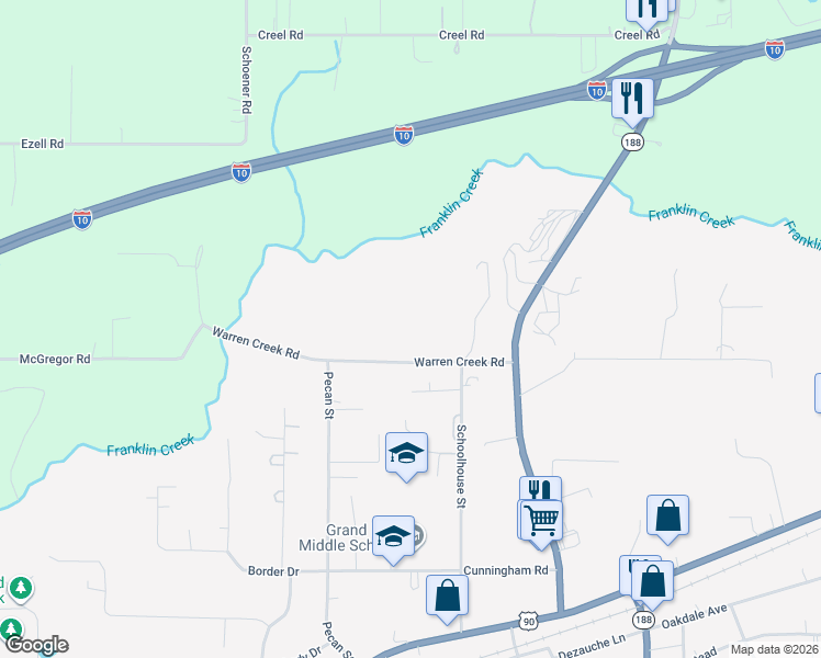 map of restaurants, bars, coffee shops, grocery stores, and more near 12801 Warren Creek Road in Grand Bay