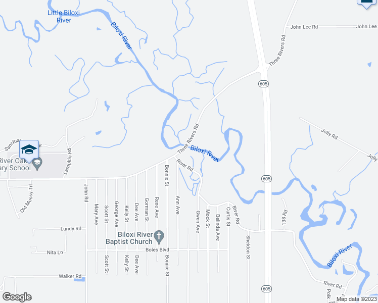 map of restaurants, bars, coffee shops, grocery stores, and more near 3 River Road in Gulfport