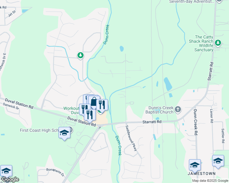 map of restaurants, bars, coffee shops, grocery stores, and more near 13822 Webb Road in Jacksonville