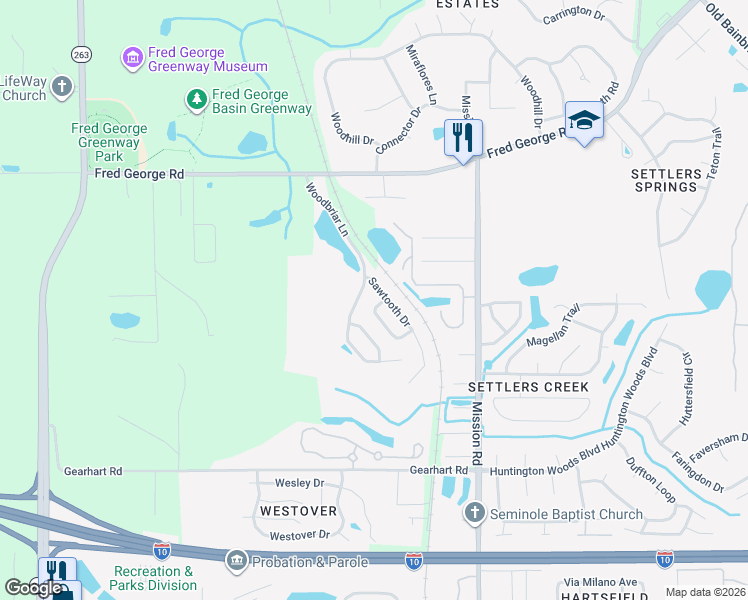 map of restaurants, bars, coffee shops, grocery stores, and more near 3383 Woodbriar Lane in Tallahassee
