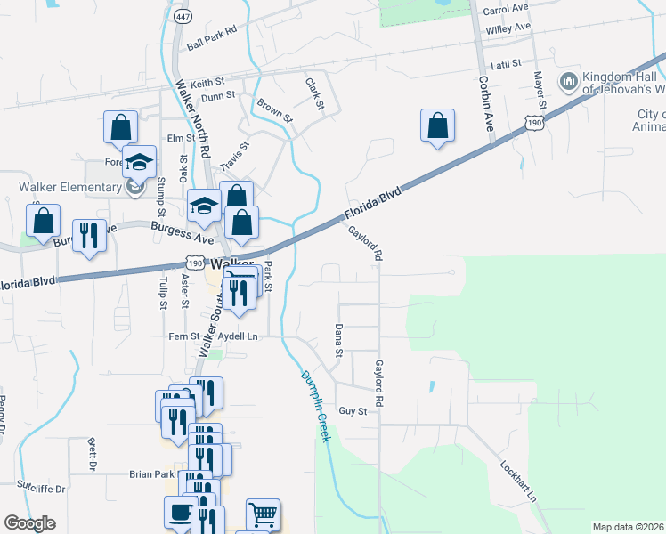 map of restaurants, bars, coffee shops, grocery stores, and more near 13823 Achord Lane in Walker