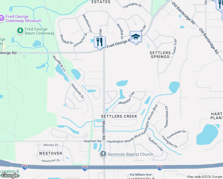 map of restaurants, bars, coffee shops, grocery stores, and more near 3975 Gaffney Loop in Tallahassee