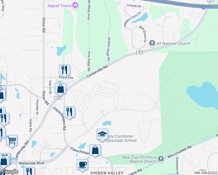 map of restaurants, bars, coffee shops, grocery stores, and more near 2880 Blue Blossom Trail in Tallahassee