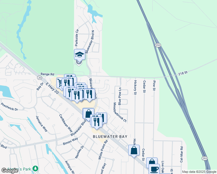 map of restaurants, bars, coffee shops, grocery stores, and more near 243 Parkwood Circle in Niceville