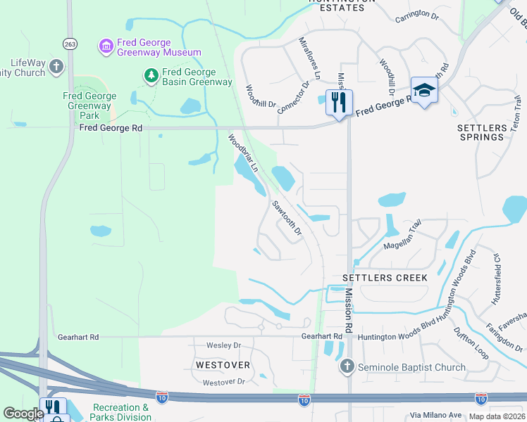 map of restaurants, bars, coffee shops, grocery stores, and more near 3383 Woodbriar Lane in Tallahassee