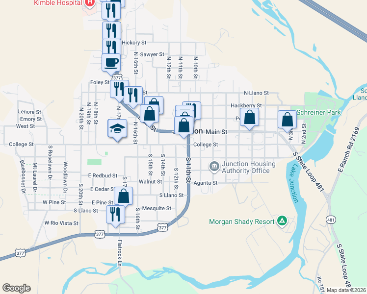 map of restaurants, bars, coffee shops, grocery stores, and more near 1100-1198 Oak St in Junction