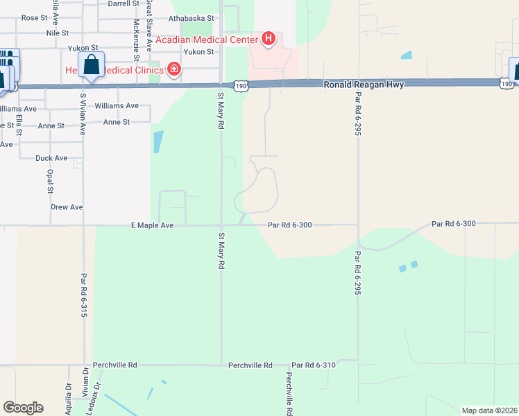 map of restaurants, bars, coffee shops, grocery stores, and more near 333 La Rue De Cour in Eunice