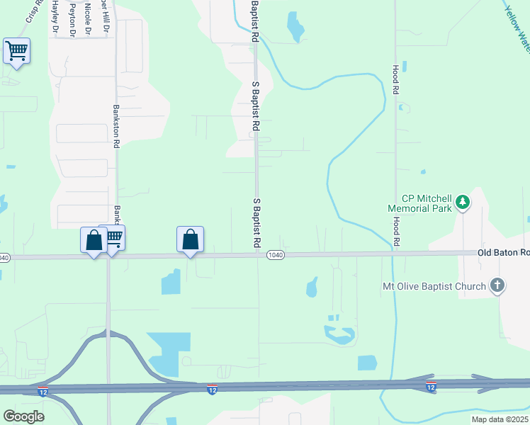 map of restaurants, bars, coffee shops, grocery stores, and more near 44068 South Baptist Road in Hammond