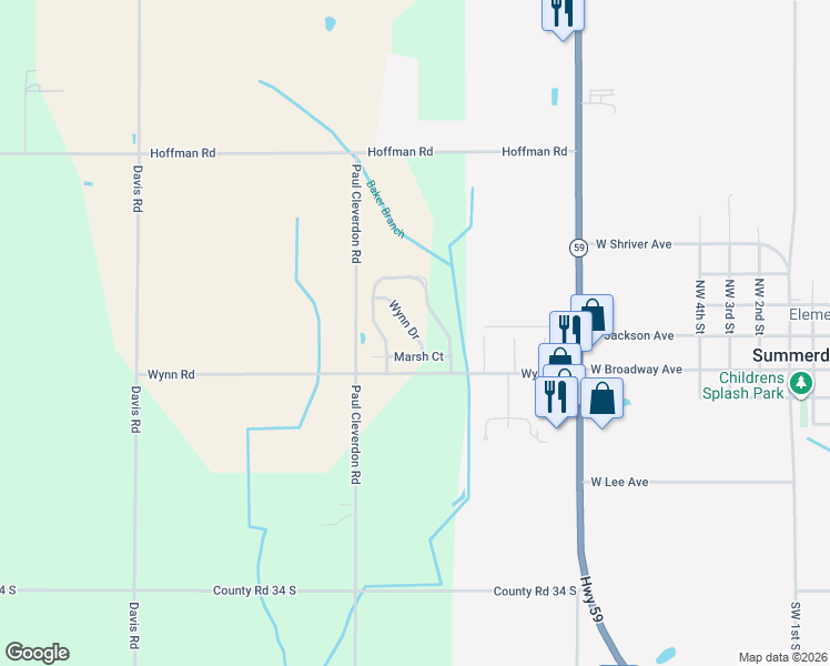 map of restaurants, bars, coffee shops, grocery stores, and more near Wynn Drive in Summerdale