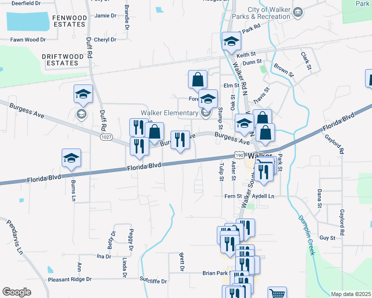 map of restaurants, bars, coffee shops, grocery stores, and more near 13080 Burgess Avenue in Walker