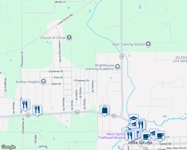 map of restaurants, bars, coffee shops, grocery stores, and more near 72517 Carnation Street in Covington