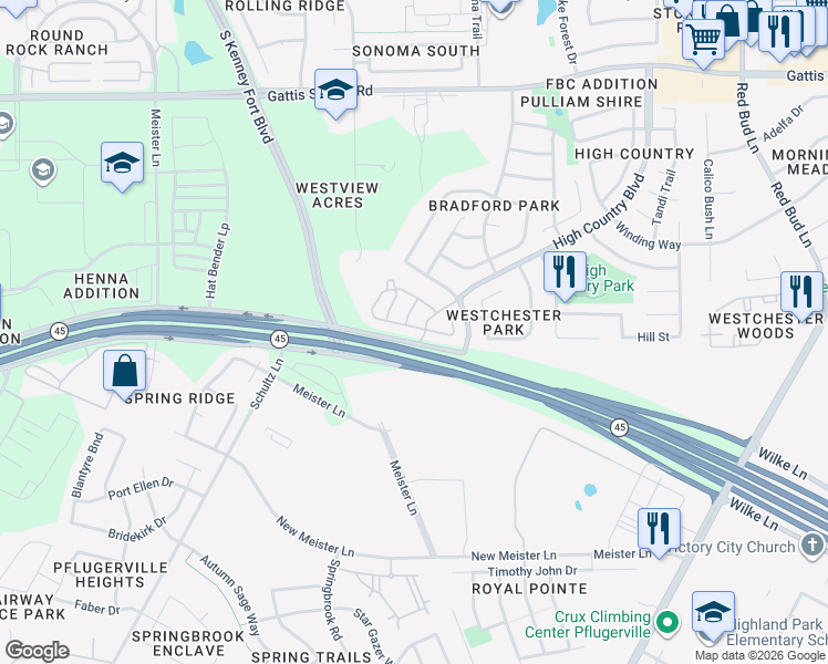 map of restaurants, bars, coffee shops, grocery stores, and more near 2950 Louis Henna Boulevard in Round Rock