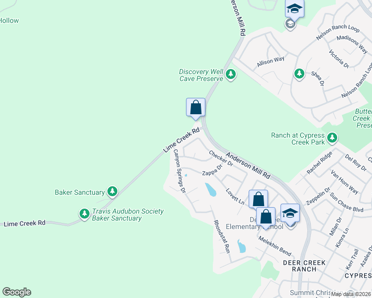 map of restaurants, bars, coffee shops, grocery stores, and more near 606 Basie Bend in Cedar Park