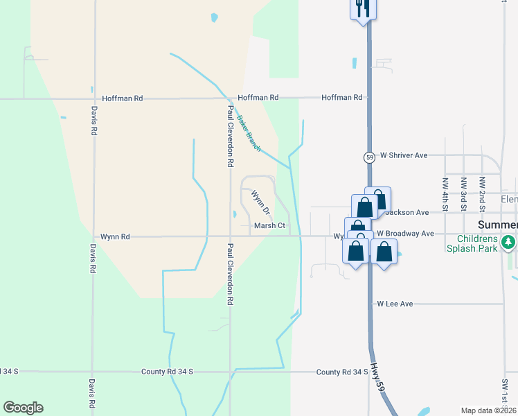 map of restaurants, bars, coffee shops, grocery stores, and more near Wynn Drive in Summerdale