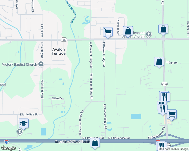map of restaurants, bars, coffee shops, grocery stores, and more near 43337 East Pleasant Ridge Road in Hammond