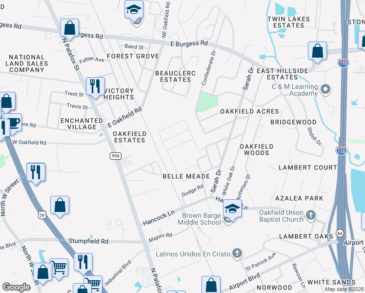 map of restaurants, bars, coffee shops, grocery stores, and more near 2 Monarch Lane in Pensacola