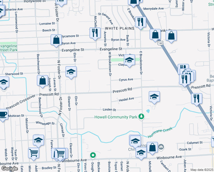 map of restaurants, bars, coffee shops, grocery stores, and more near 42552 West Brookstown Drive in Baton Rouge