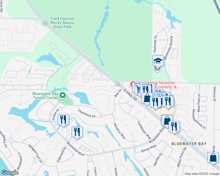map of restaurants, bars, coffee shops, grocery stores, and more near 506 Garden Oaks Cove in Niceville