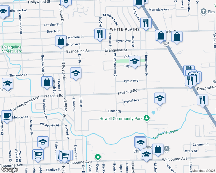 map of restaurants, bars, coffee shops, grocery stores, and more near 42552 West Brookstown Drive in Baton Rouge