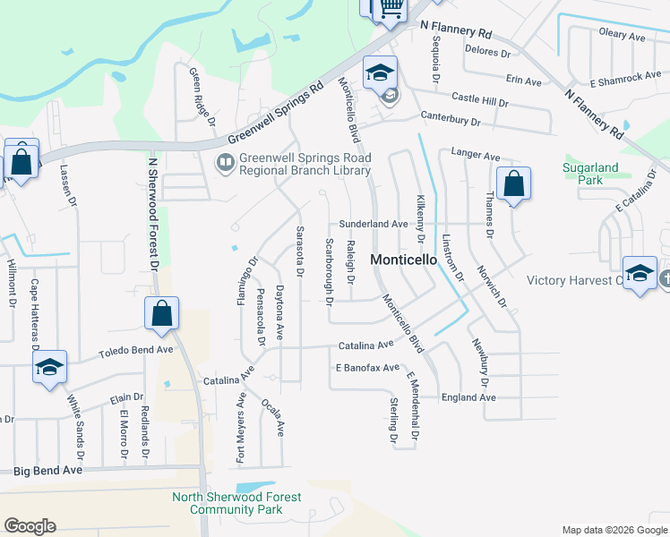 map of restaurants, bars, coffee shops, grocery stores, and more near 4123 Raleigh Drive in Baton Rouge