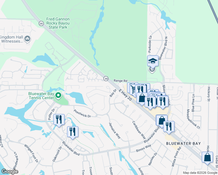 map of restaurants, bars, coffee shops, grocery stores, and more near 506 Garden Oaks Cove in Niceville