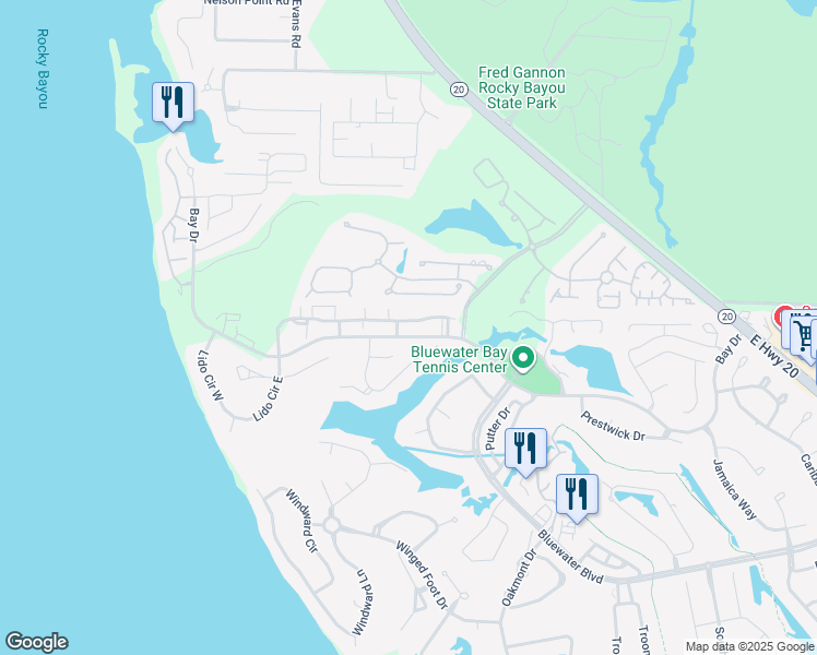 map of restaurants, bars, coffee shops, grocery stores, and more near 800 Bay Drive in Niceville