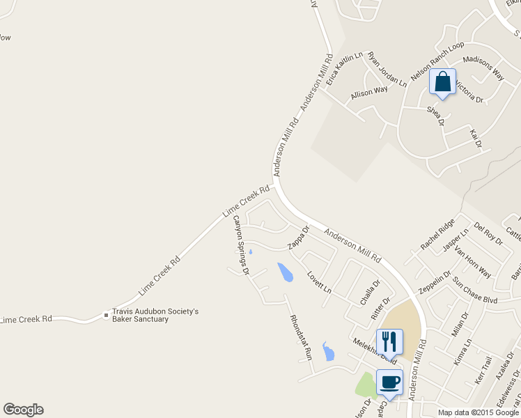 map of restaurants, bars, coffee shops, grocery stores, and more near 606 Basie Bend in Cedar Park