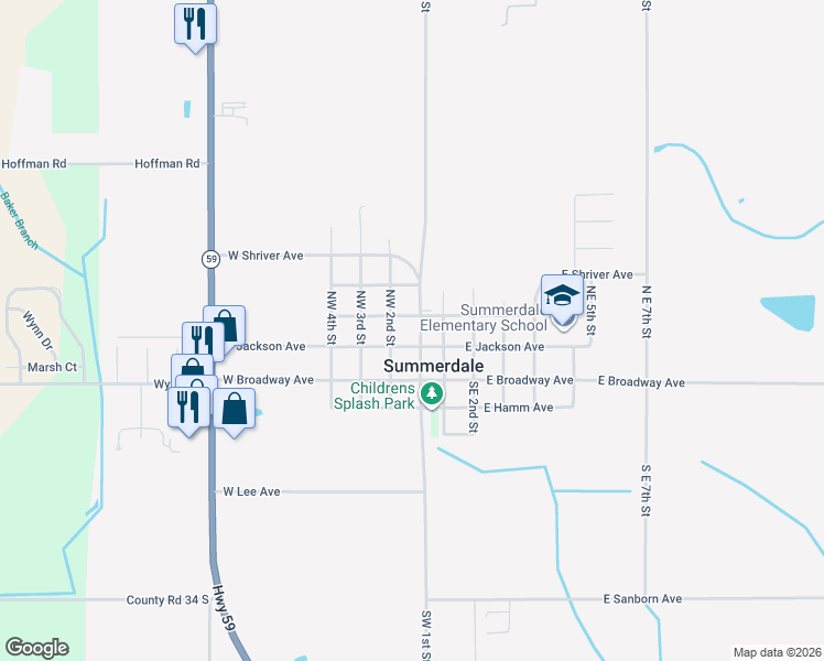 map of restaurants, bars, coffee shops, grocery stores, and more near 205 NW 1st St in Summerdale