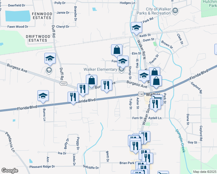 map of restaurants, bars, coffee shops, grocery stores, and more near 13080 Burgess Avenue in Walker