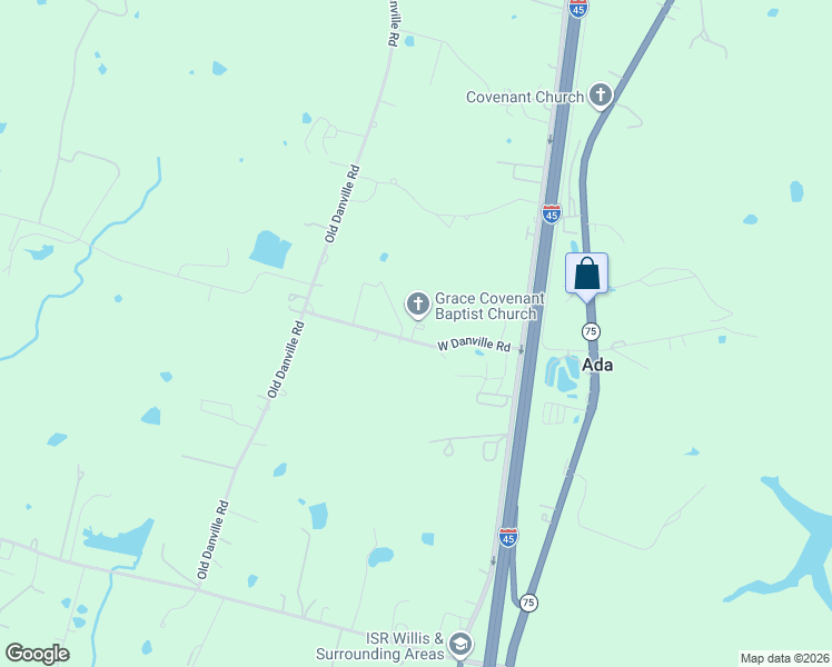 map of restaurants, bars, coffee shops, grocery stores, and more near 8100 West Danville Road in Willis