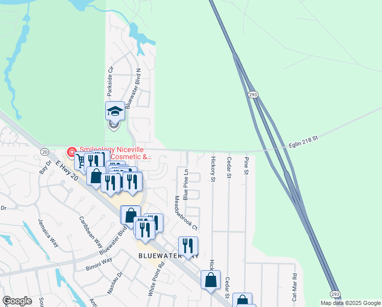 map of restaurants, bars, coffee shops, grocery stores, and more near 2975 Blue Pine Lane in Niceville