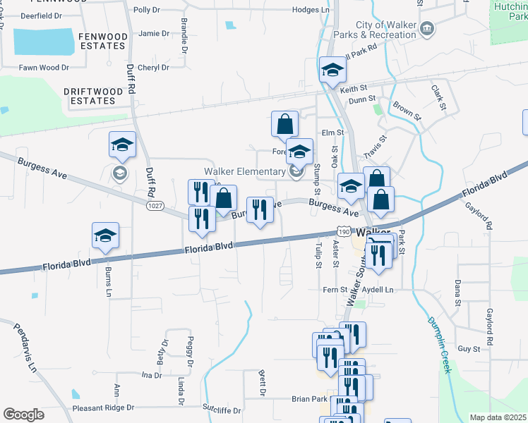 map of restaurants, bars, coffee shops, grocery stores, and more near 13080 Burgess Avenue in Walker