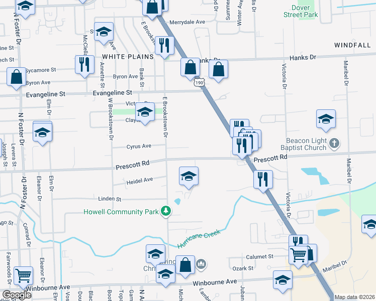 map of restaurants, bars, coffee shops, grocery stores, and more near 6372 Cyrus Avenue in Baton Rouge