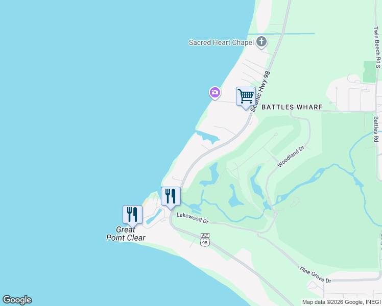 map of restaurants, bars, coffee shops, grocery stores, and more near 18105 U.S. 98 Alternate in Fairhope