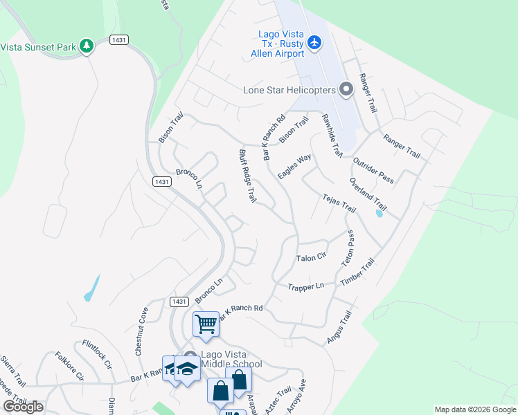 map of restaurants, bars, coffee shops, grocery stores, and more near 8624 Bluff Ridge Trail in Leander