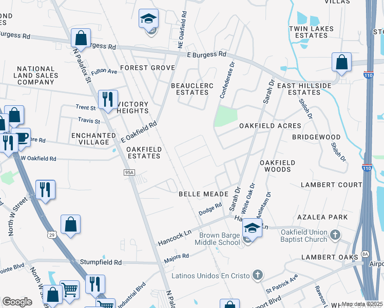 map of restaurants, bars, coffee shops, grocery stores, and more near 2 Monarch Lane in Pensacola