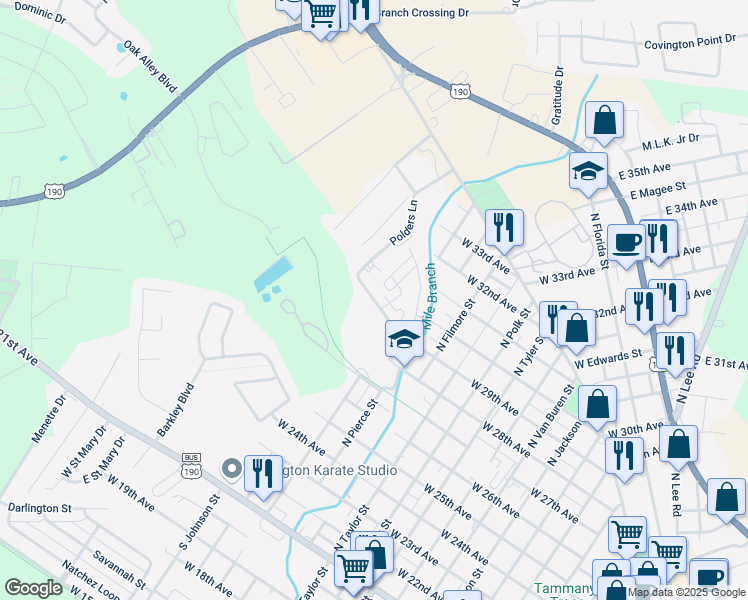 map of restaurants, bars, coffee shops, grocery stores, and more near 1027 Polders Lane in Covington