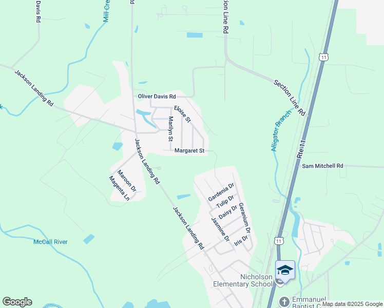 map of restaurants, bars, coffee shops, grocery stores, and more near 130 Margaret Street in Picayune