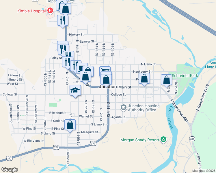 map of restaurants, bars, coffee shops, grocery stores, and more near in Junction