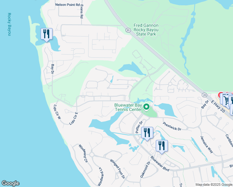 map of restaurants, bars, coffee shops, grocery stores, and more near 700 Bay Drive in Niceville