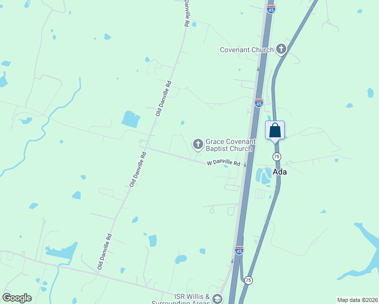 map of restaurants, bars, coffee shops, grocery stores, and more near 8100 West Danville Road in Willis