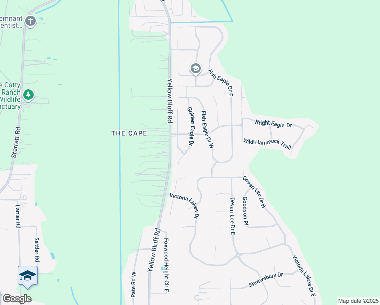 map of restaurants, bars, coffee shops, grocery stores, and more near 14003 Golden Eagle Drive in Jacksonville