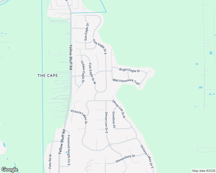 map of restaurants, bars, coffee shops, grocery stores, and more near 13925 Fish Eagle Drive East in Jacksonville