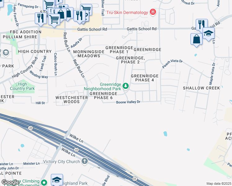 map of restaurants, bars, coffee shops, grocery stores, and more near 19613 Cheyenne Valley Drive in Round Rock