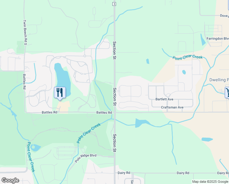 map of restaurants, bars, coffee shops, grocery stores, and more near 18125 County Road 3 in Fairhope