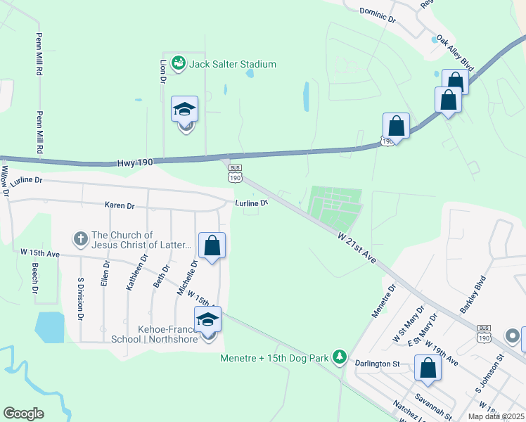 map of restaurants, bars, coffee shops, grocery stores, and more near 1-11 Lurline Drive in Covington