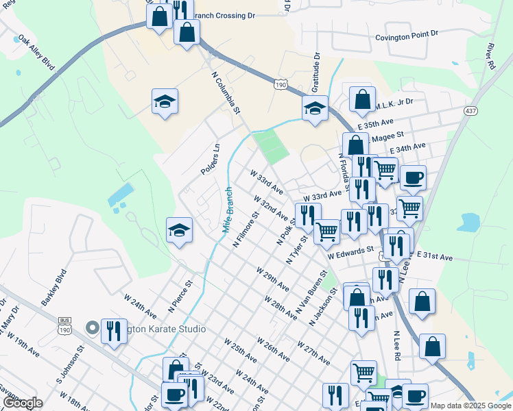 map of restaurants, bars, coffee shops, grocery stores, and more near 926 West 31st Avenue in Covington