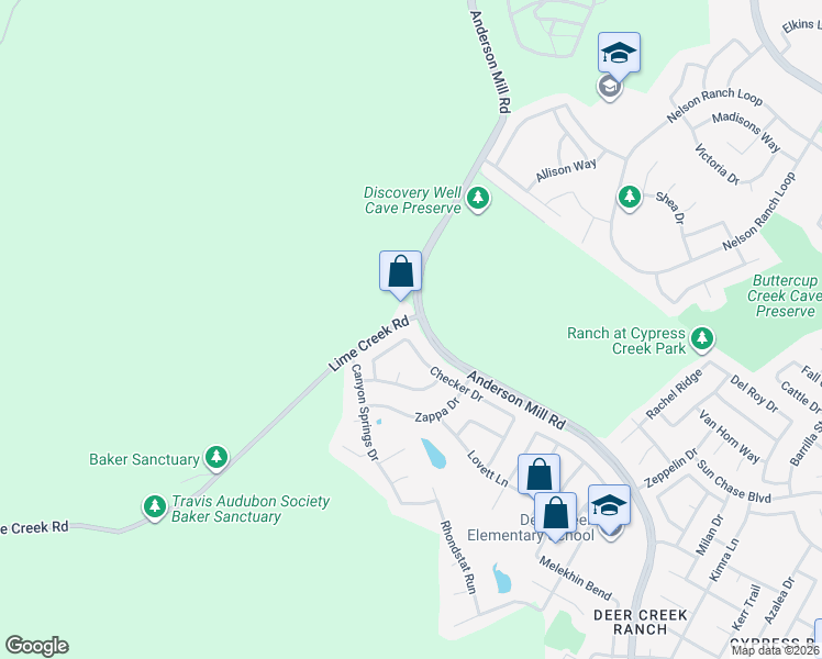 map of restaurants, bars, coffee shops, grocery stores, and more near 2835 Checker Drive in Cedar Park