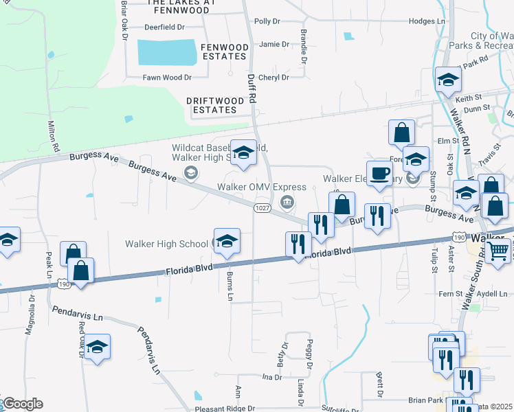 map of restaurants, bars, coffee shops, grocery stores, and more near 12615 Burgess Avenue in Walker
