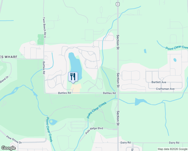 map of restaurants, bars, coffee shops, grocery stores, and more near 18321 Artesian Spring Drive in Fairhope